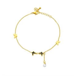 ICEEX 18k Gold Butterfly Pearl Anklet -Iceex Sf0a7eff0d1434faf9f9cad8eef8deed70