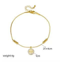 ICEEX 18k Gold Rope Cube Pearl Tree Anklet -Iceex Sf78c8ec32fda4312a595045eb76152066