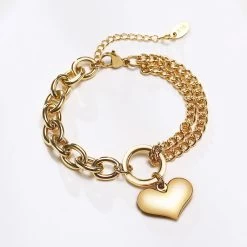 ICEEX 18k Gold Double Linked Heart Belcher Bracelet -Iceex Sfd14be10235a40218ff5cf656f856767P