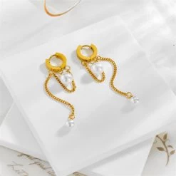 ICEEX 18k Gold Miami Pearl Link Earrings -Iceex Sfe562d83291c4118a69339f78b83a9c2d
