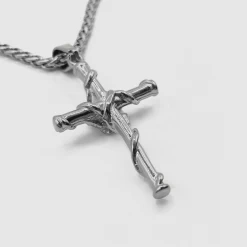 ICEEX Rose Cross Pendant Necklace -Iceex Silver Angle2 1