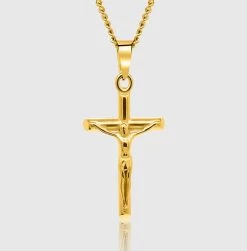 ICEEX 18k Gold Crucifier Pendant Necklace Chain