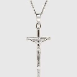 ICEEX Sterling Silver Crucifier Pendant Necklace Chain