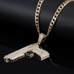 ICEEX Diamond Pistol Pendant (18k Gold Chain)