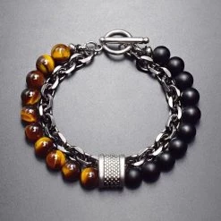 ICEEX Tiger Eye Stone Beaded Silver Bracelet (10-Variants) -Iceex product image 1590630948