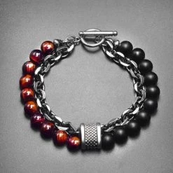 ICEEX Tiger Eye Stone Beaded Silver Bracelet (10-Variants) -Iceex product image 1590630955