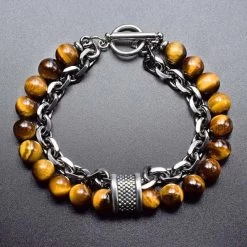 ICEEX Tiger Eye Stone Beaded Silver Bracelet (10-Variants) -Iceex product image 1590630956