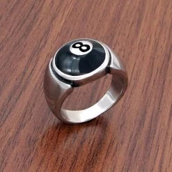 ICEEX Silver Black 8 Pool Ring
