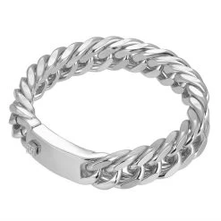 ICEEX French Paved Sterling Silver Cuban Link Bracelet