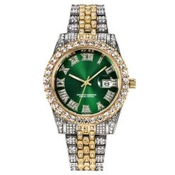 ICEEX 2-Tone Diamond Luxury Emerald Gold Watch