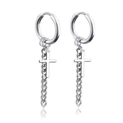 ICEEX Silver Cross Chain Earrings