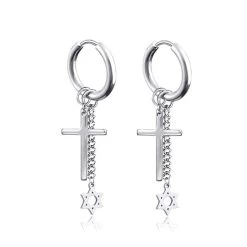 ICEEX Silver Cross Star Earrings