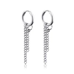 ICEEX Cuban Silver Chain Stack Earrings