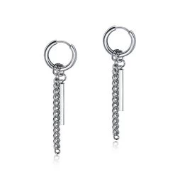 ICEEX Silver Chain Bar Earrings
