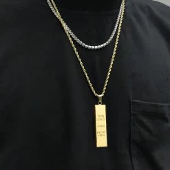 ICEEX Premium 18k Inter-linked Gold Chain With Gold Bar Pendant