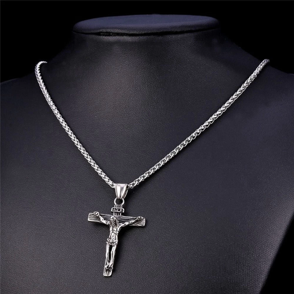 ICEEX Sterling Silver Crucifier Pendant Chain