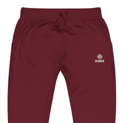 ICEEX Exclusive Collection Designer Fleece Track Pants -Iceex unisex fleece sweatpants maroon zoomed in 63679b171d2fb